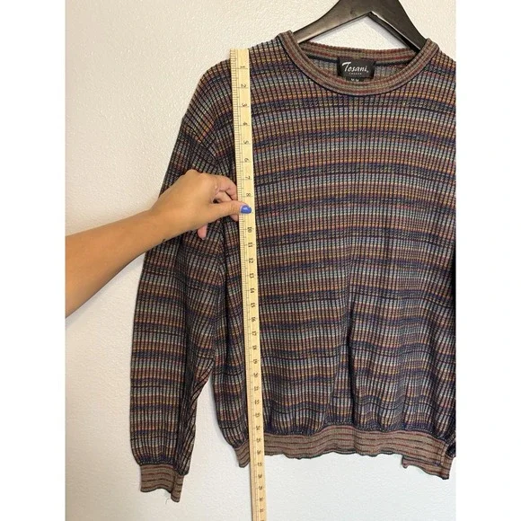 Vintage Tosani Canada Knit Sweater Mens Size Medium Pullover Colorful Cotton - Picture 3 of 6